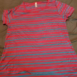LulaRoe Plus Size 3XL Pink and Blue Striped top